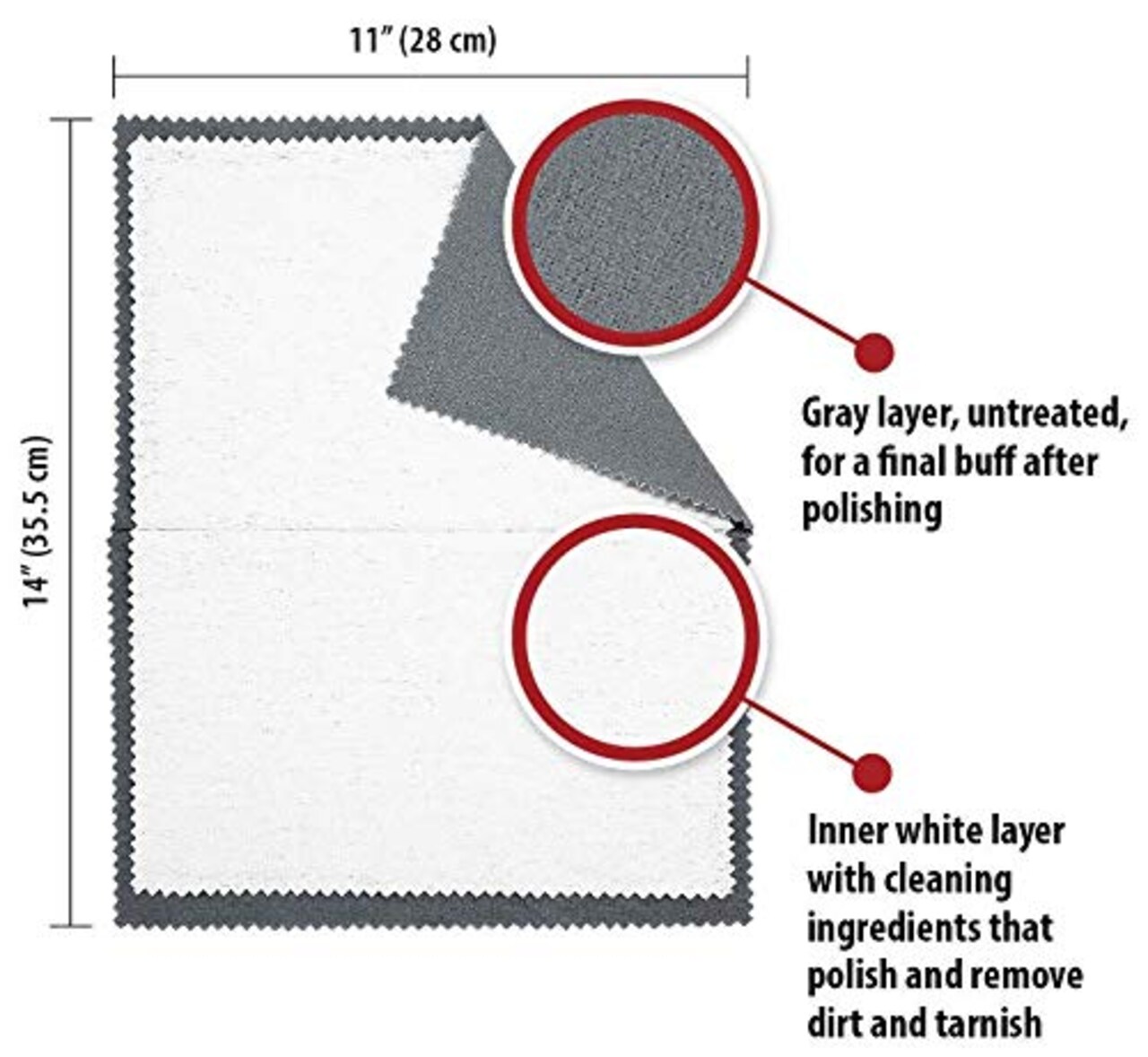 Cleaning Cloth Pure Cotton Made in USA for Gold, Silver, and Platinum Jewelry, Eco Friendly Large Cleaner Cloth 11 x 14 in. Keeps Jewelry Clean and Shiny